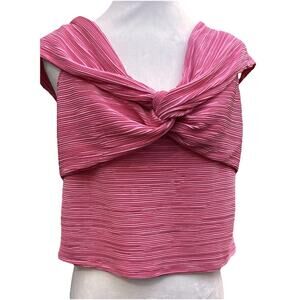 Express Women’s Top NWT Pink Faux Knot Crinkle Fabric Crop Coquette Beach Resort